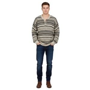 Vintage Mountain Express Men's Fair Isle Geometric Patterned Sweater size Large